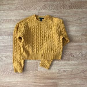 Yellow cable knit sweater